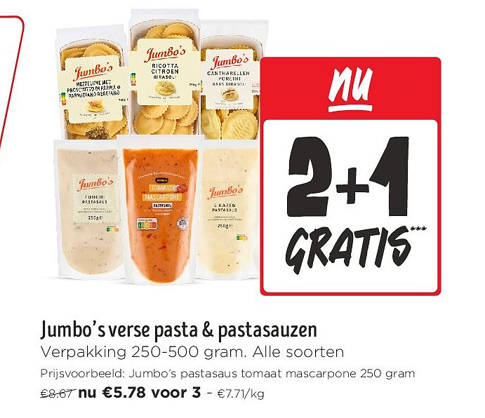 Jumbo’s verse pasta & pastasauzen