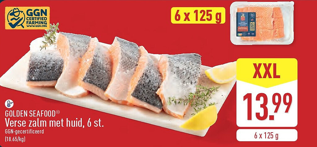 Verse zalm met huid, 6st.