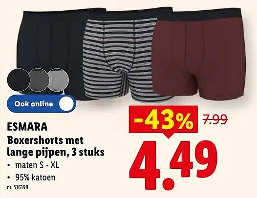 Boxershorts met lange pijpen, 3 stuks