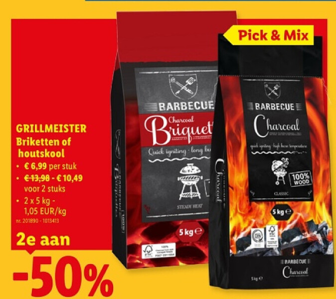 Briketten of houtskool