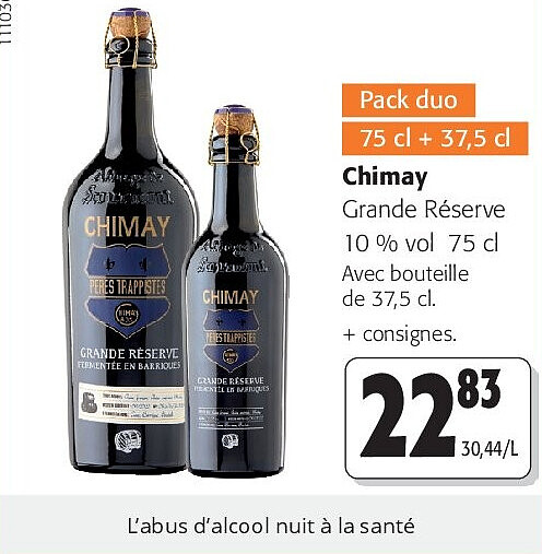 Chimay Grande Réserve 10 % vol 75 cl