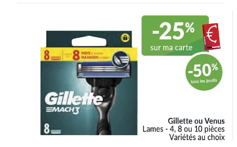 Gillette ou Venus Lames - 4, 8 ou 10 pièces