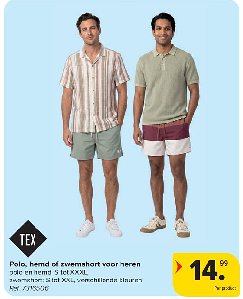 Polo, hemd of zwemshort voor heren