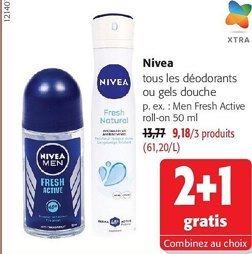 Nivea tous les déodorants ou gels douche