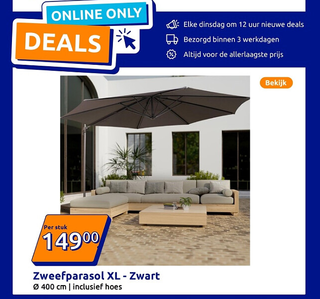 Zweefparasol XL - Zwart