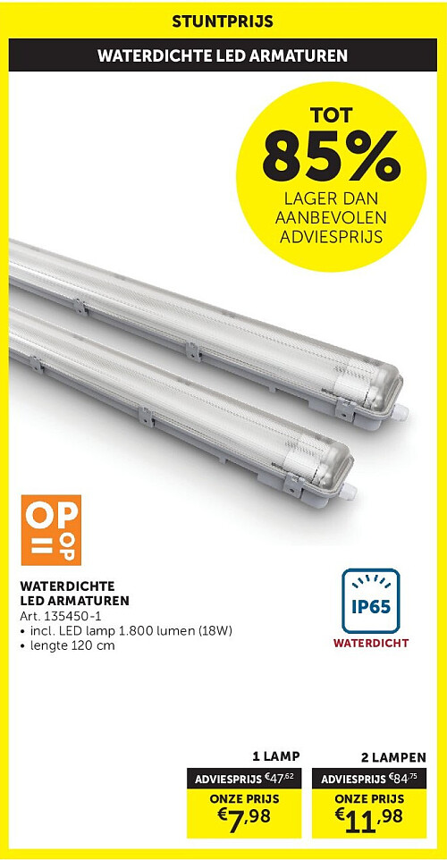 WATERDICHTE LED ARMATUREN 1 LAMP