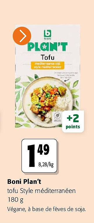 Boni Plan’t tofu Style méditerranéen 180 g