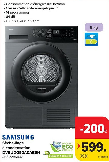 SAMSUNG Sèche-linge à condensation DV9UDG52A0ABEN