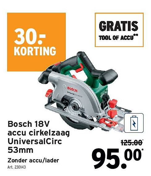 Bosch 18V accu cirkelzaag UniversalCirc 53mm