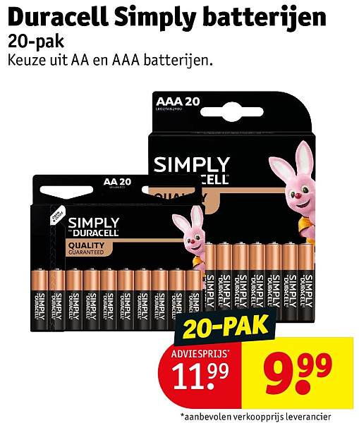 Duracell Simply batterijen 20-pak