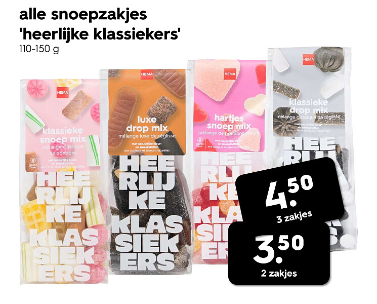 alle snoepzakjes 'heerlijke klassiekers'