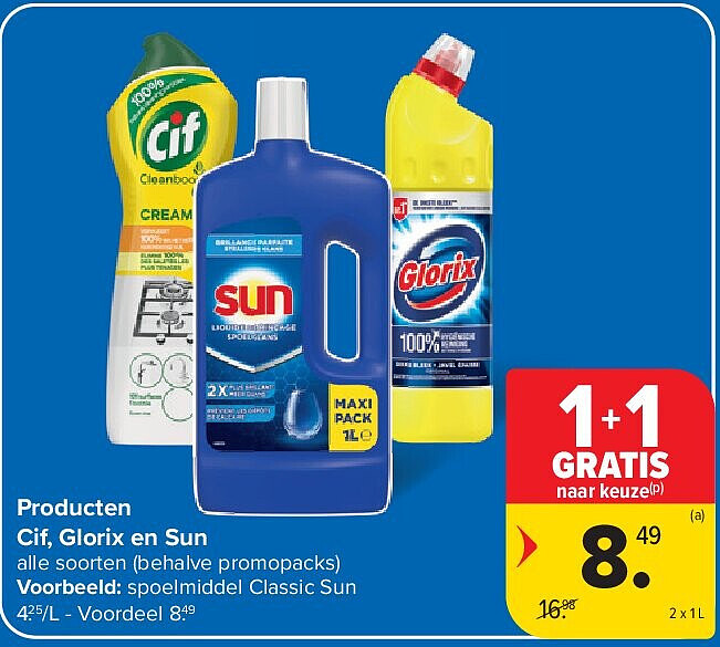 Producten Cif, Glorix en Sun