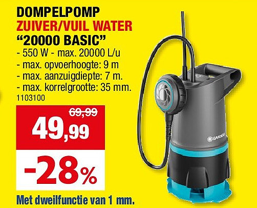 DOMPELPOMP ZUIVER/VUIL WATER “20000 BASIC”