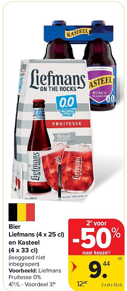 Bier Liefmans (4 x 25 cl) en Kasteel (4 x 33 cl)