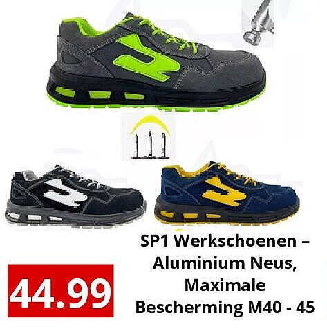 SP1 Werkschoenen – Aluminium Neus, Maximale Bescherming M40 - 45