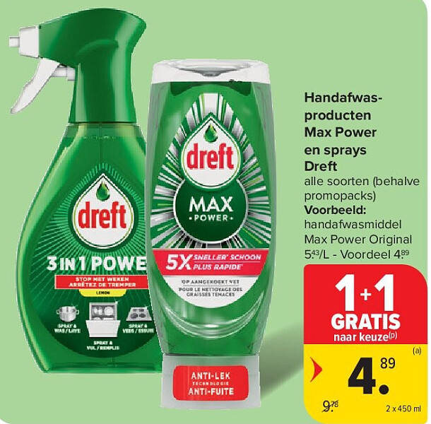Handafwasproducten Max Power en sprays Dreft