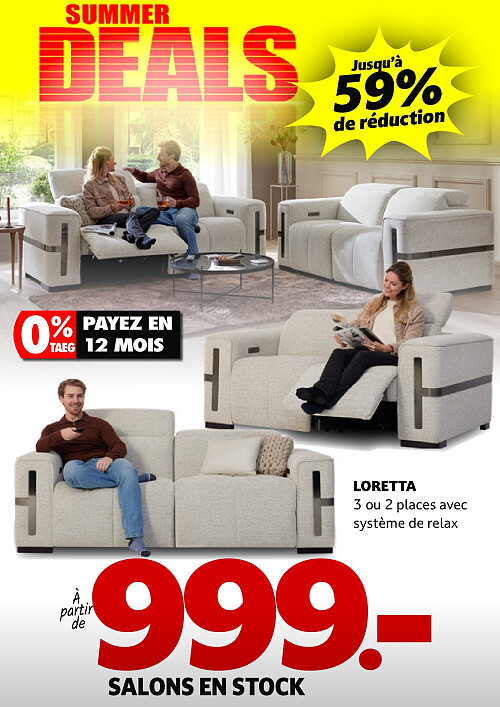 LORETTA 3 ou 2 places avec système de relax