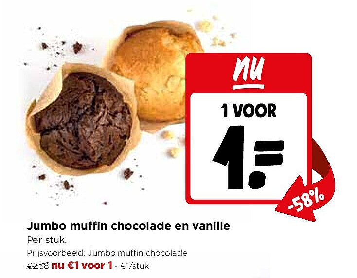 Jumbo muffin chocolade en vanille
