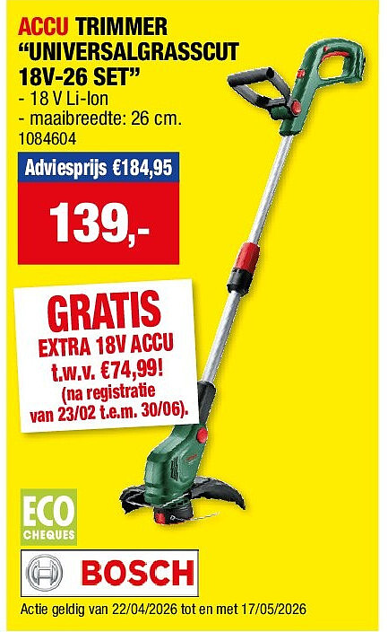 ACCU TRIMMER “UNIVERSALGRASSCUT 18V-26 SET”