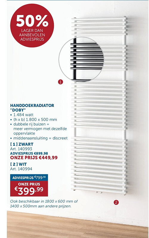 HANDDOEK RADIATOR "DOBY" WIT