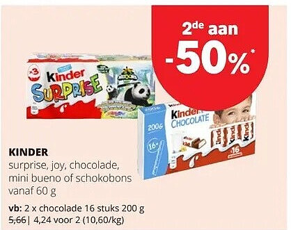 KINDER chocolade 16 stuks 200 g