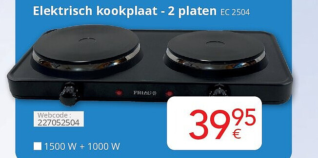 Elektrisch kookplaat - 2 platen EC 2504