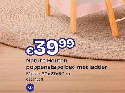 Nature Houten poppenstapelbed met ladder