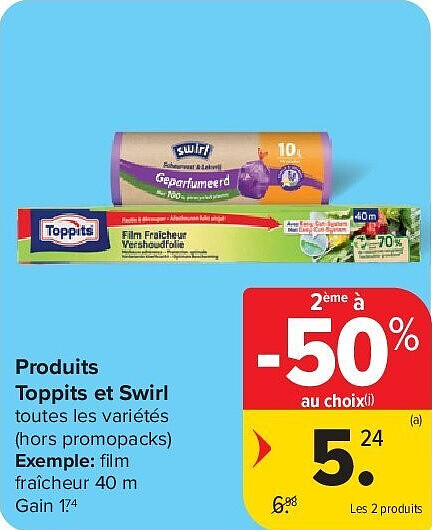 Produits Toppits et Swirl