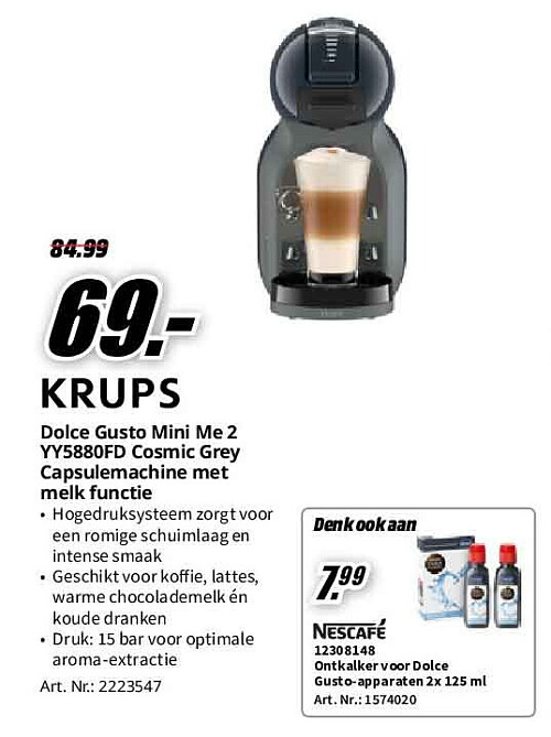 Dolce Gusto Mini Me 2 YY5880FD Cosmic Grey Capsulemachine met melk functi