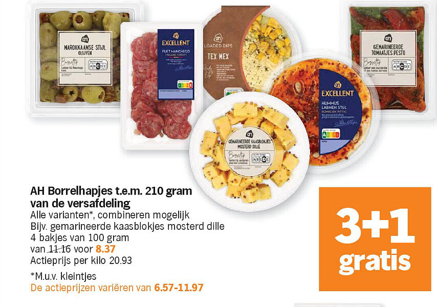 AH Borrelhapjes t.e.m. 210 gram