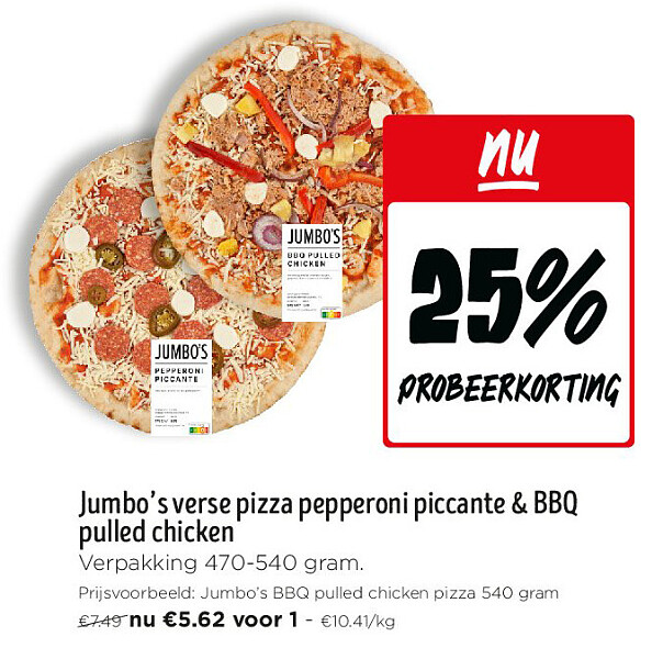 Jumbo’s verse pizza pepperoni piccante & BBQ pulled chicken