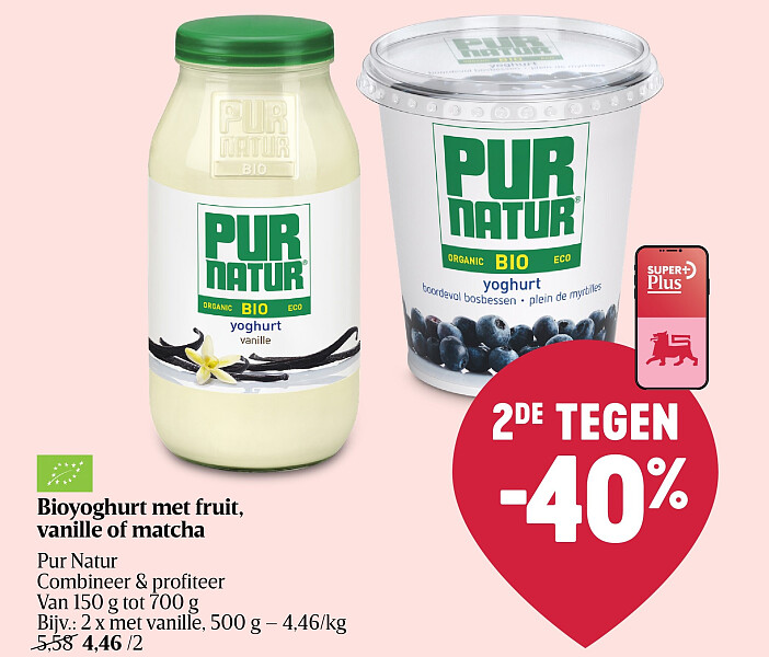 Bioyoghurt met fruit, vanille of matcha