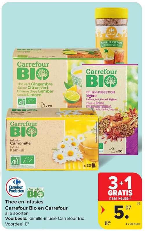 Thee en infusies Carrefour Bio en Carrefour