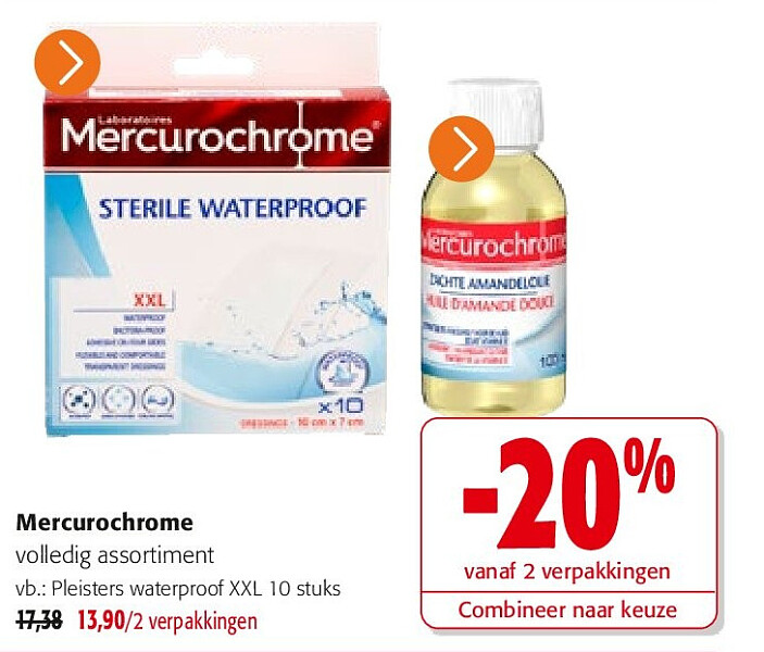 Mercurochrome Pleisters waterproof XXL 10 stuks