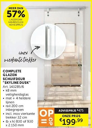 COMPLETE GLAZEN SCHUIFDEUR "SKYLINE DUSK"