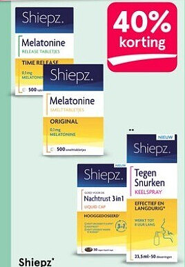 Shiepz Melatonine, diverse varianten