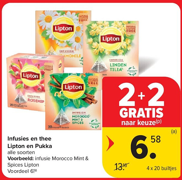 Infusies en thee Lipton en Pukka
