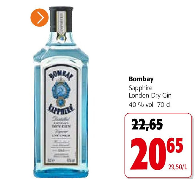 Bombay Sapphire London Dry Gin 40 % vol 70 cl