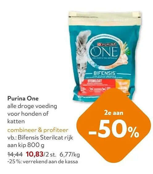 Purina One Bifensis Sterilcat rijk aan kip 800 g