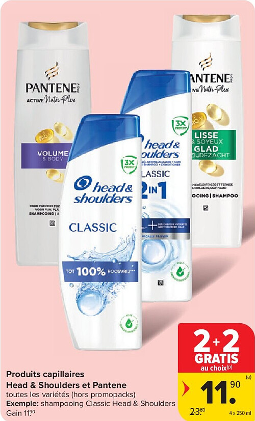 Produits capillaires Head & Shoulders et Pantene 4 x 250 ml