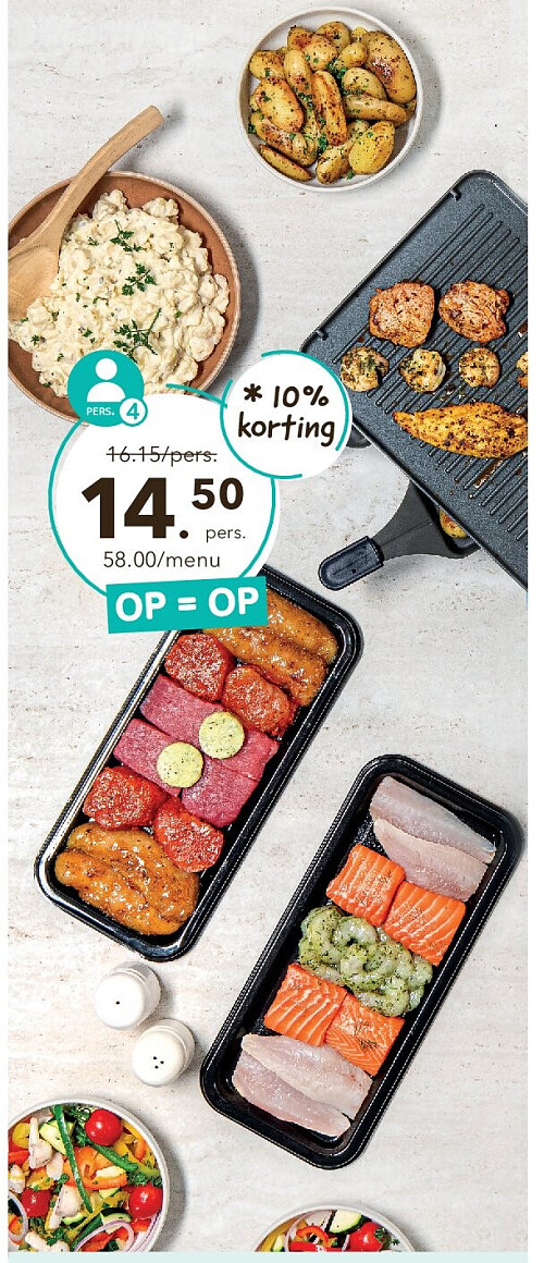 Menu met teppanyaki vlees-vis
