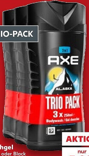 AXE Duschgel Alaska oder Black, Trio-Pack