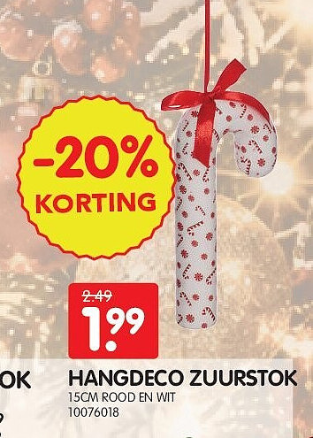 HANGDECO ZUURSTOK 15CM ROOD EN WIT