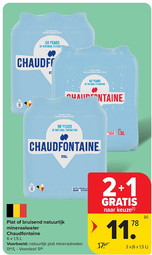 Plat of bruisend natuurlijk mineraalwater Chaudfontaine