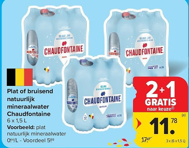 Plat of bruisend natuurlijk mineraalwater Chaudfontaine