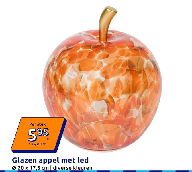 Glazen appel met led