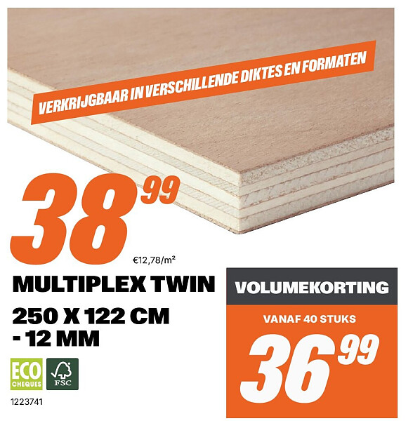 MULTIPLEX TWIN 250 X 122 CM - 12 MM