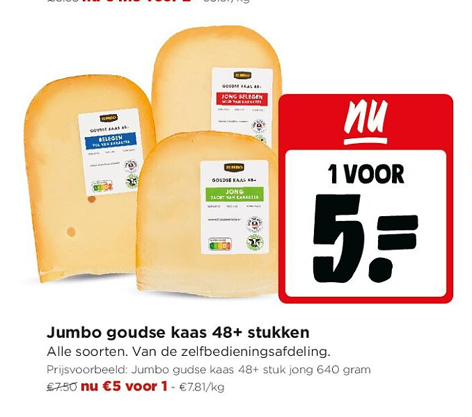 Jumbo goudse kaas 48+ stukken