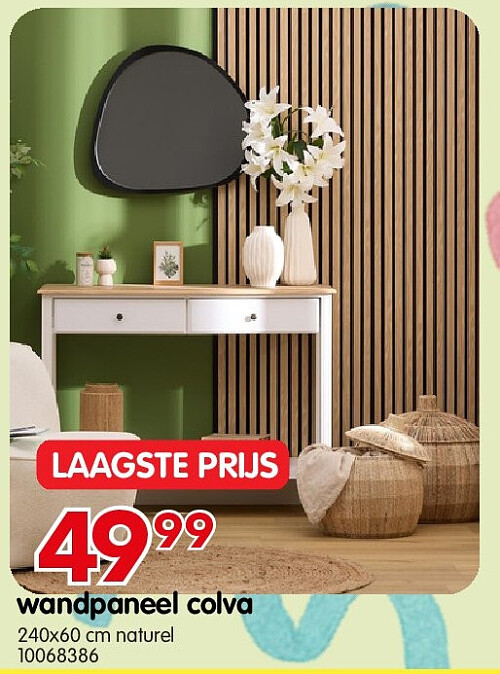 wandpaneel colva 240x60 cm naturel