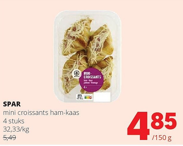SPAR mini croissants ham-kaas 4 stuks
